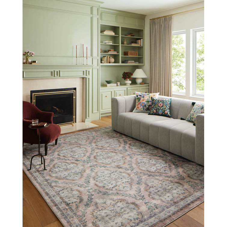 Blush Floral Synthetic 5' x 7' Area Rug