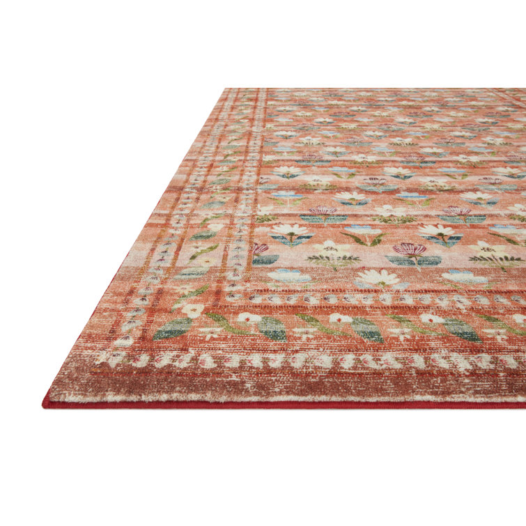 Terracotta Floral Synthetic Runner Rug 2'-6" x 7'-6"