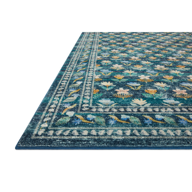 Emerald Floral Rectangular Synthetic Accent Rug 2'-3" x 3'-9"