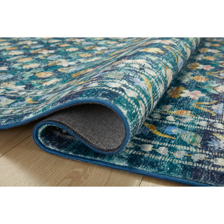 Emerald Floral Rectangular Synthetic Accent Rug 2'-3" x 3'-9"