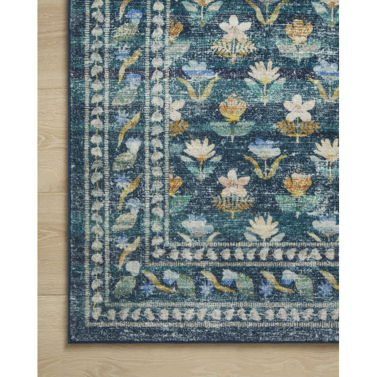 Emerald Floral Rectangular Synthetic Accent Rug 2'-3" x 3'-9"