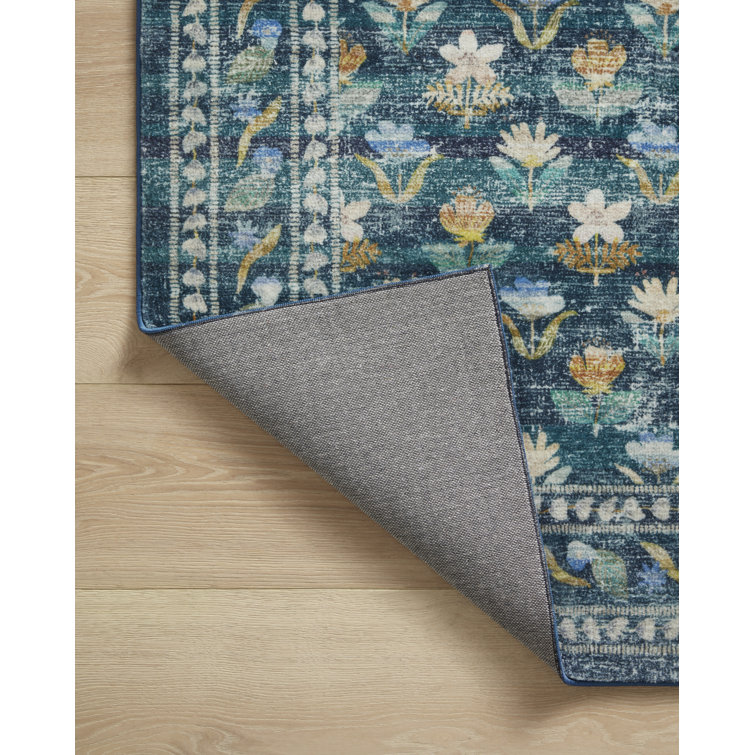 Emerald Floral Rectangular Synthetic Accent Rug 2'-3" x 3'-9"