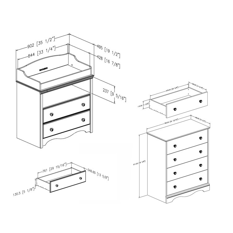 Pure White Nursery Changing Table and Dresser Set