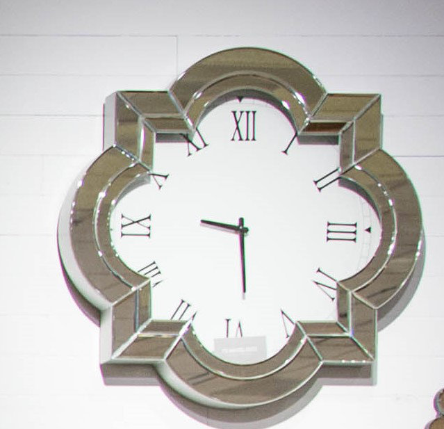 Montreal Mirrored Glass Wall Clock with Roman Numerals