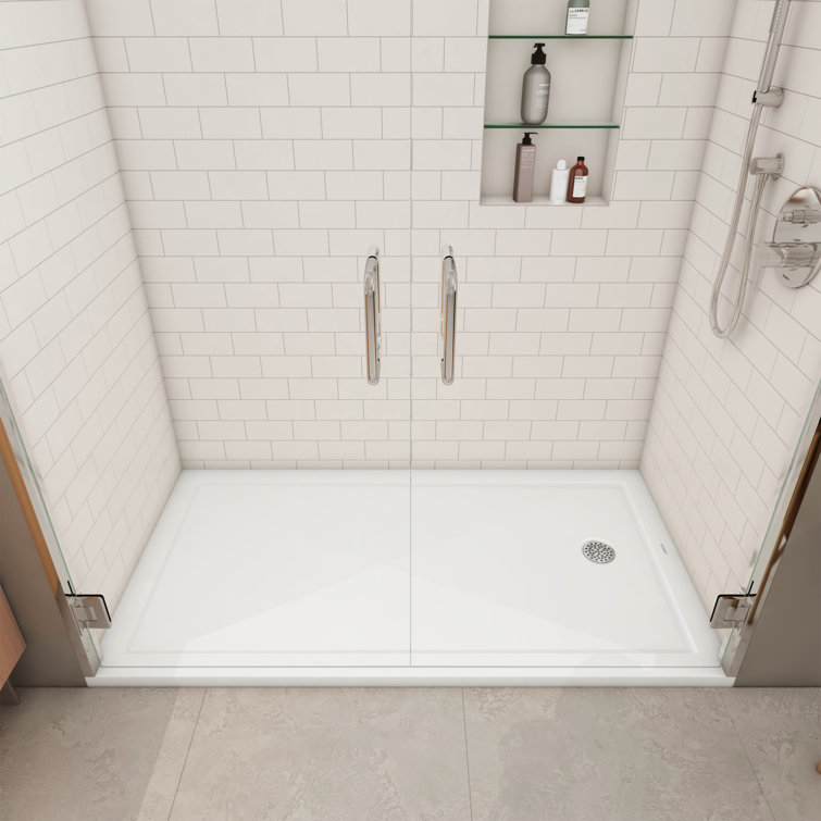 White Gloss Acrylic Single Threshold Rectangular Shower Base