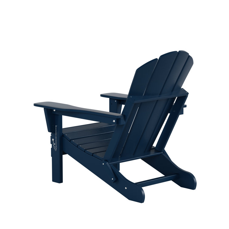 Navy Blue Folding Poly Adirondack Chair with Square Arms