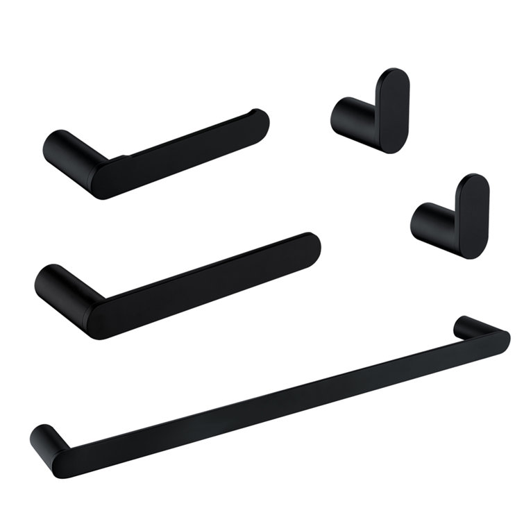 Matte Black Stainless Steel 5-Piece Bathroom Hardware Set