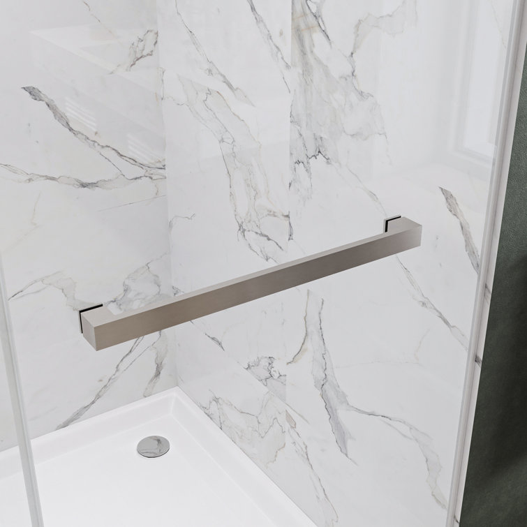 60'' W x 72'' H Brushed Nickel Frameless Sliding Shower Door