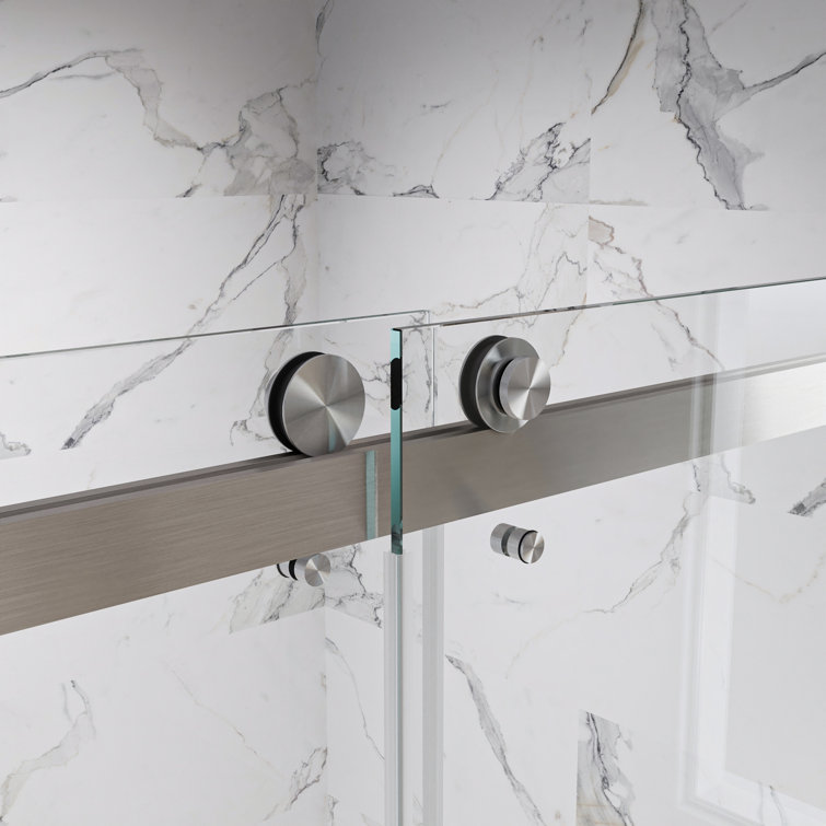 60'' W x 72'' H Brushed Nickel Frameless Sliding Shower Door