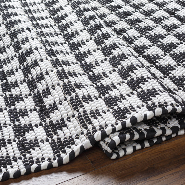 Elisha Black and White Geometric Hand-Woven Runner Rug