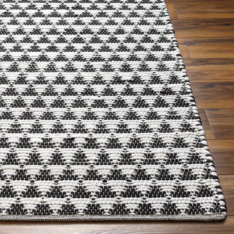 Elisha Black and White Geometric Hand-Woven Runner Rug