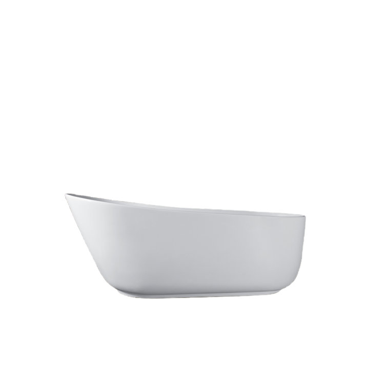 59'' White Solid Surface Freestanding Soaking Bathtub