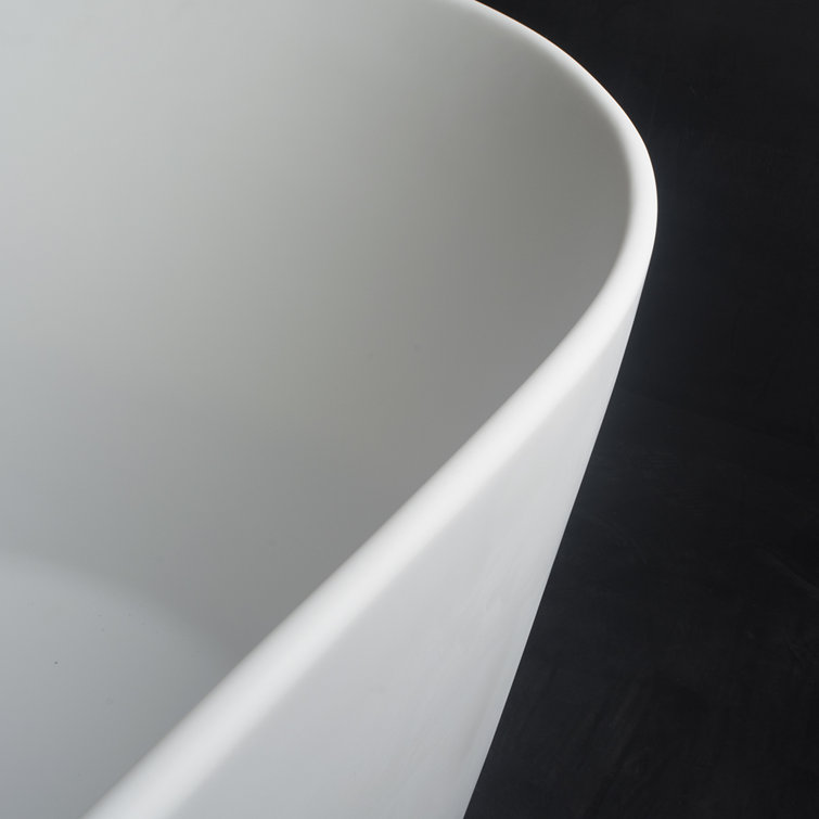 59'' White Solid Surface Freestanding Soaking Bathtub