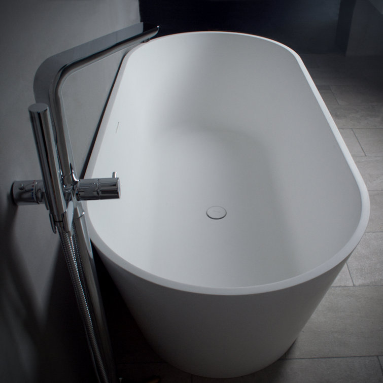 59'' White Matte Solid Surface Freestanding Bathtub