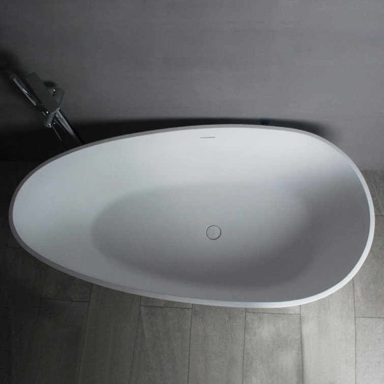 Matte White 67'' Solid Surface Freestanding Oval Bathtub