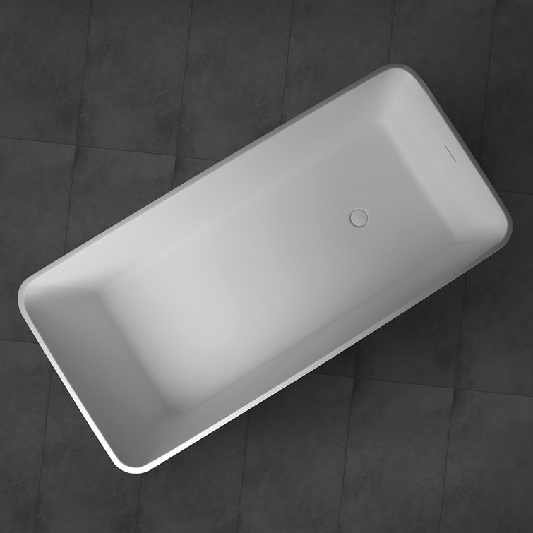 59'' x 30'' Matte White Solid Surface Freestanding Bathtub