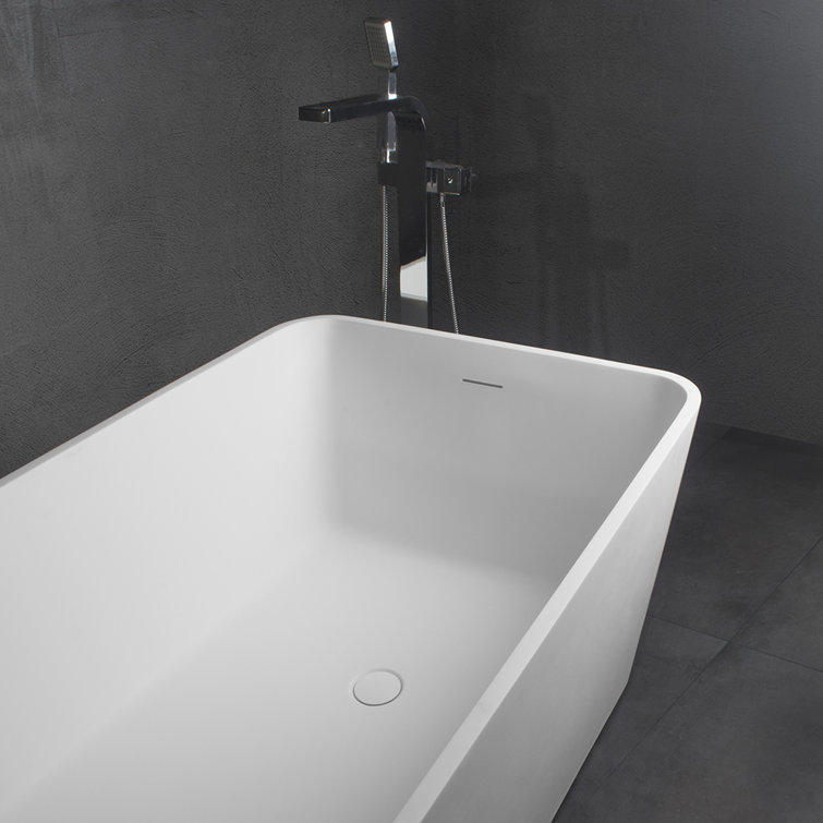 59'' x 30'' Matte White Solid Surface Freestanding Bathtub