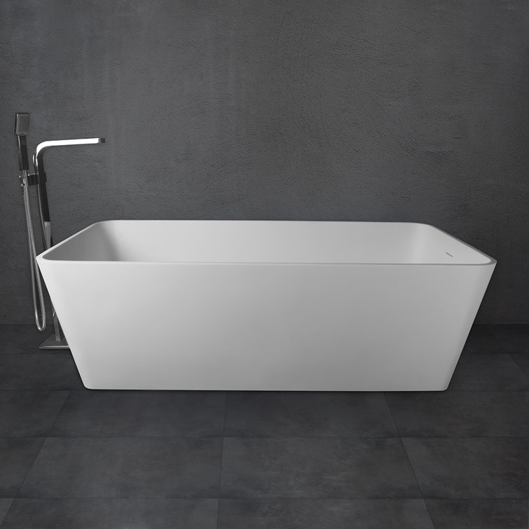 59'' x 30'' Matte White Solid Surface Freestanding Bathtub