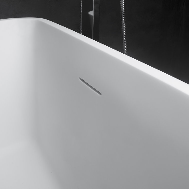 59'' x 30'' Matte White Solid Surface Freestanding Bathtub