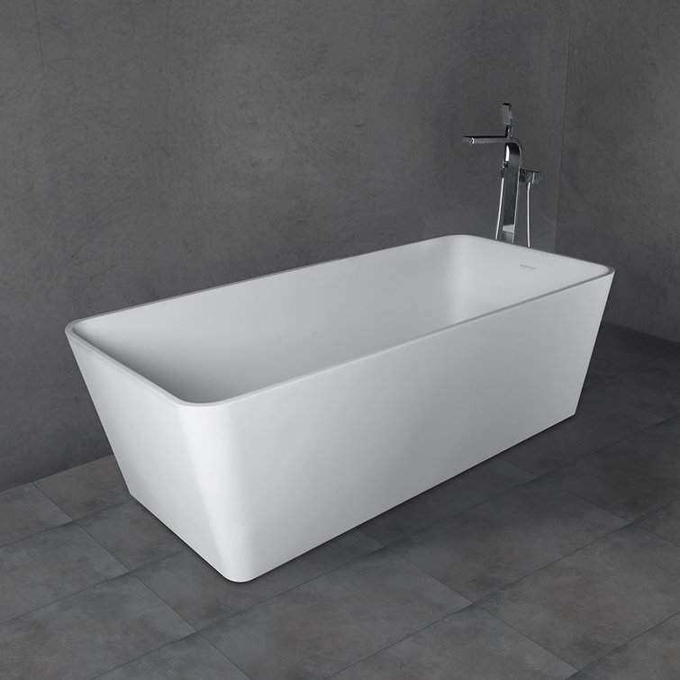 59'' x 30'' Matte White Solid Surface Freestanding Bathtub
