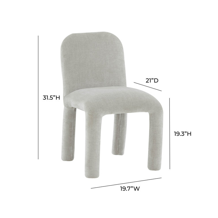 Georgia Light Grey Plush Fabric Armless Dining Chair