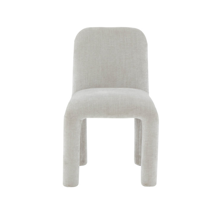 Georgia Light Grey Plush Fabric Armless Dining Chair