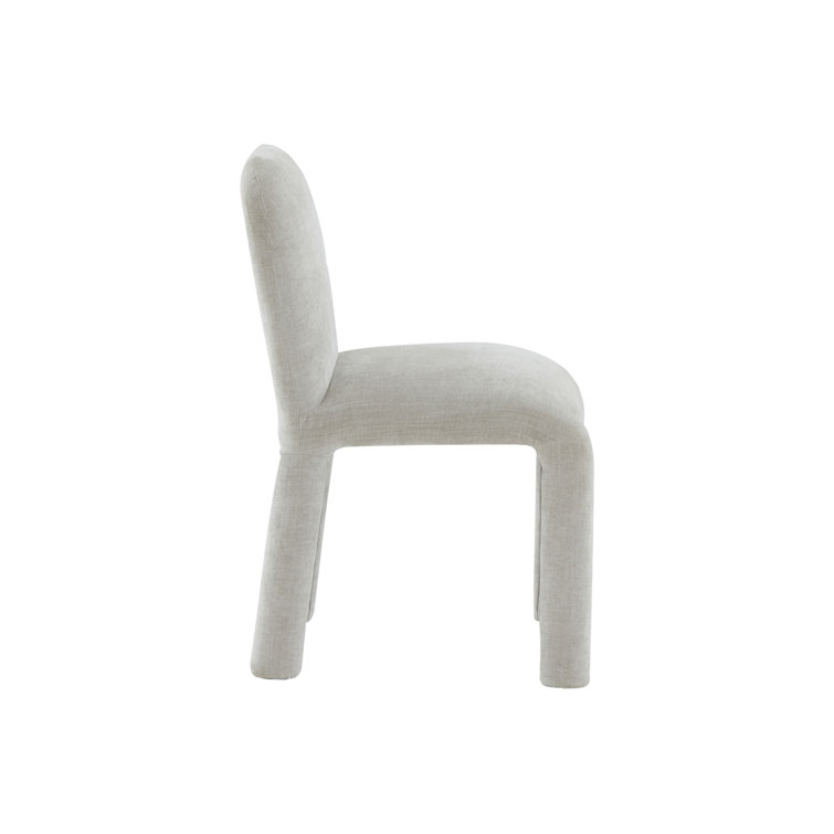 Georgia Light Grey Plush Fabric Armless Dining Chair