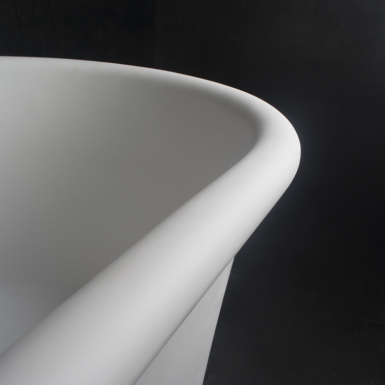 61" Matte White Freestanding Solid Surface Soaking Bathtub
