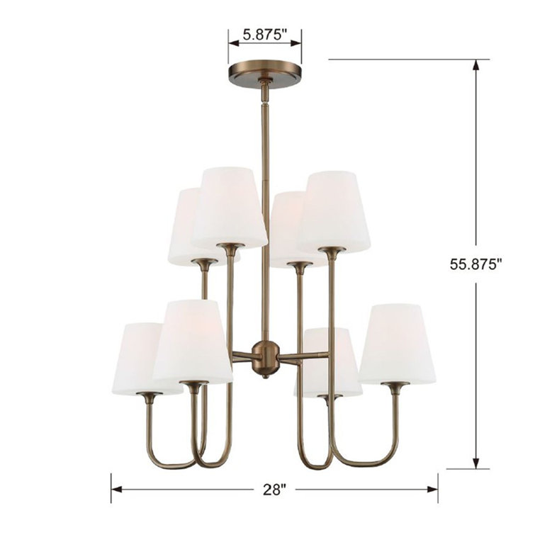 Lane 8-Light Black Metal Tiered Chandelier with White Glass Shades
