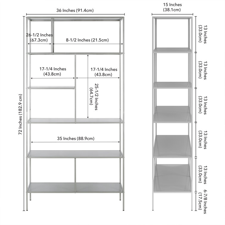 Industrial 5-Tier Blackened Bronze Metal Bookcase, 72" Tall