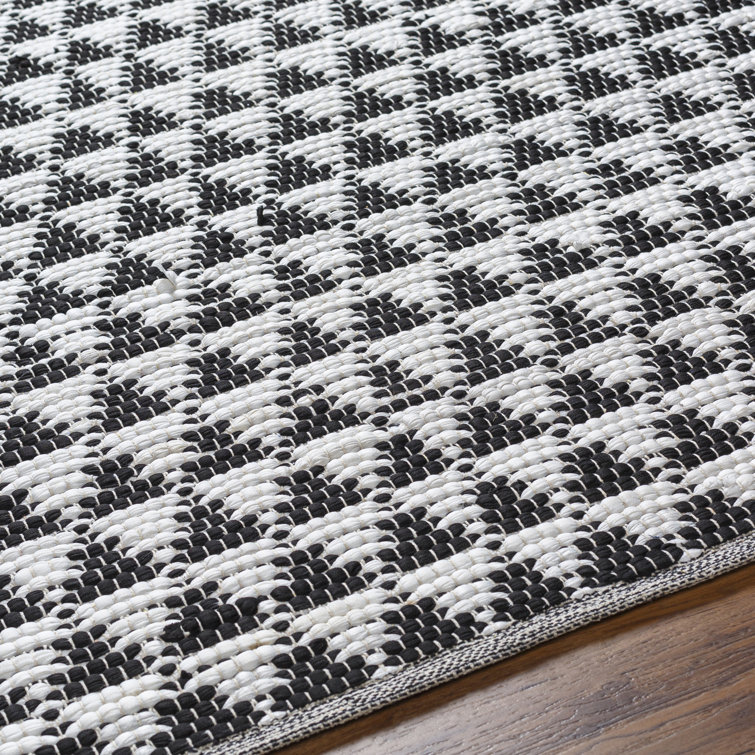 Elisha Black and White Geometric Hand-Woven Runner Rug