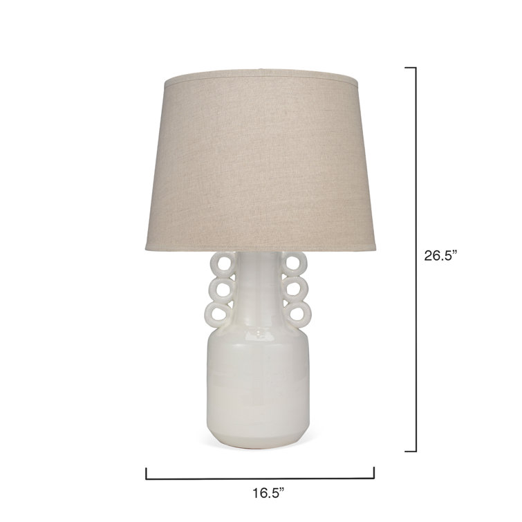White Ceramic Table Lamp with Natural Linen Shade