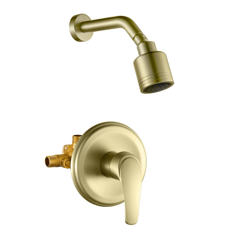 Brushed Gold Wall Mounted Rain Shower Faucet Set