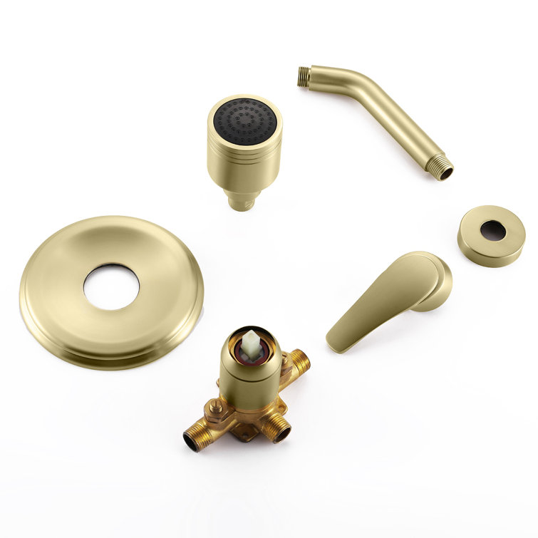 Brushed Gold Wall Mounted Rain Shower Faucet Set