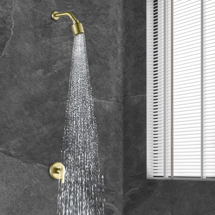 Brushed Gold Wall Mounted Rain Shower Faucet Set