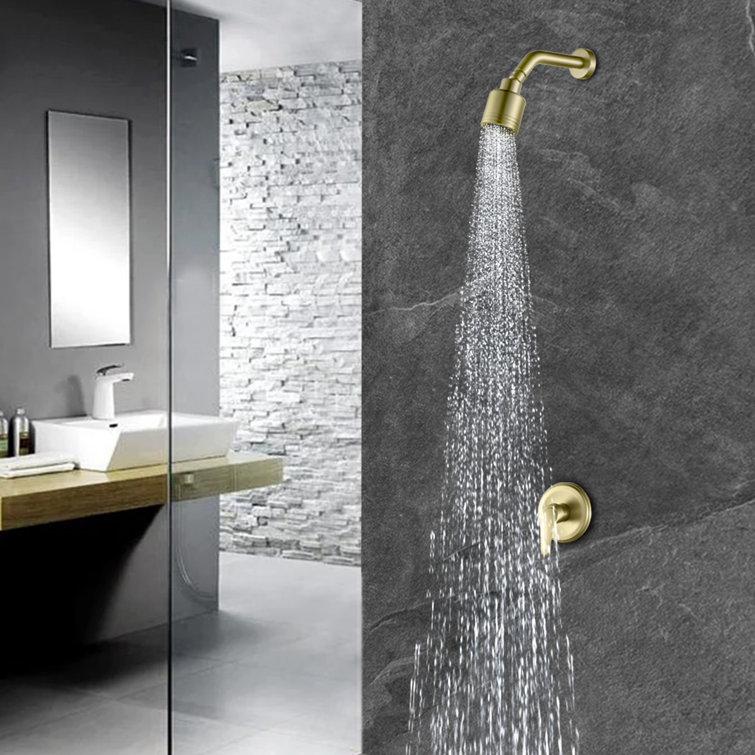 Brushed Gold Wall Mounted Rain Shower Faucet Set