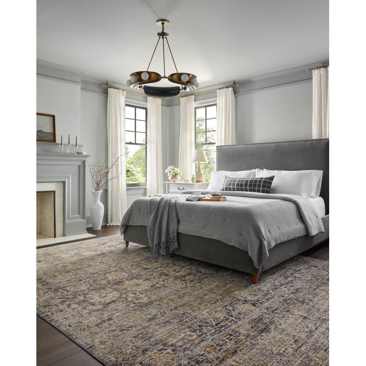 Jean Stoffer Charcoal and Gold Synthetic Area Rug