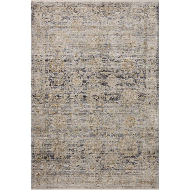 Jean Stoffer Charcoal and Gold Synthetic Area Rug