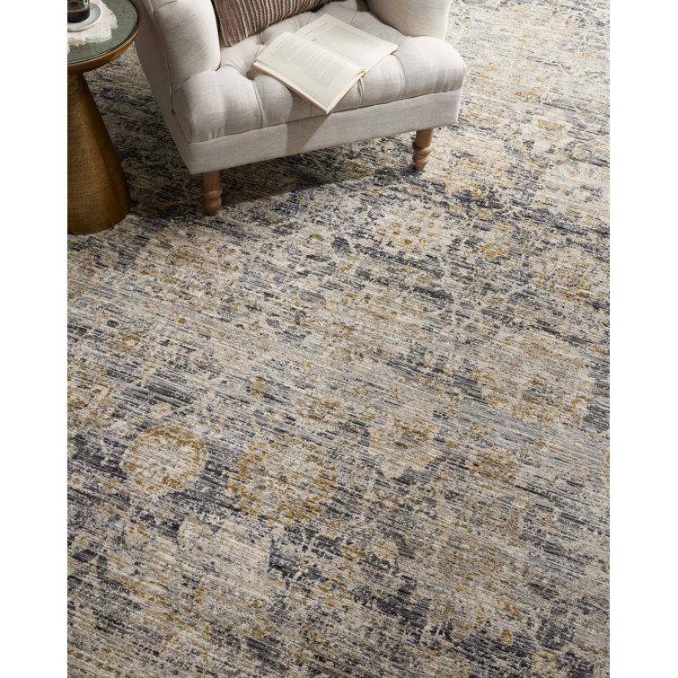 Jean Stoffer Charcoal and Gold Synthetic Area Rug