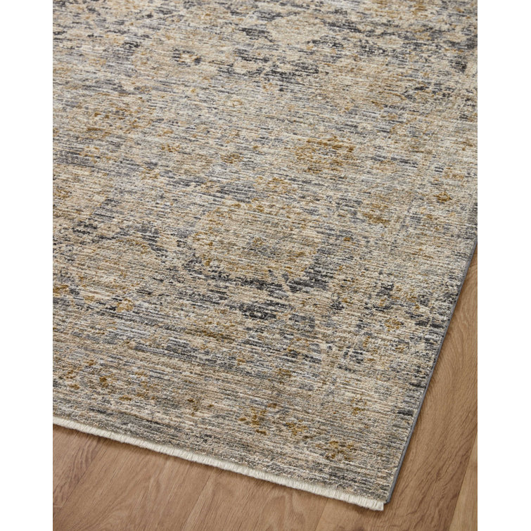 Jean Stoffer Charcoal and Gold Synthetic Area Rug