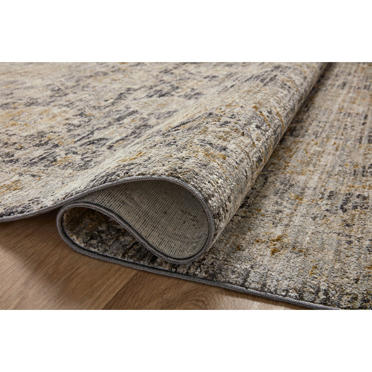 Jean Stoffer Charcoal and Gold Synthetic Area Rug