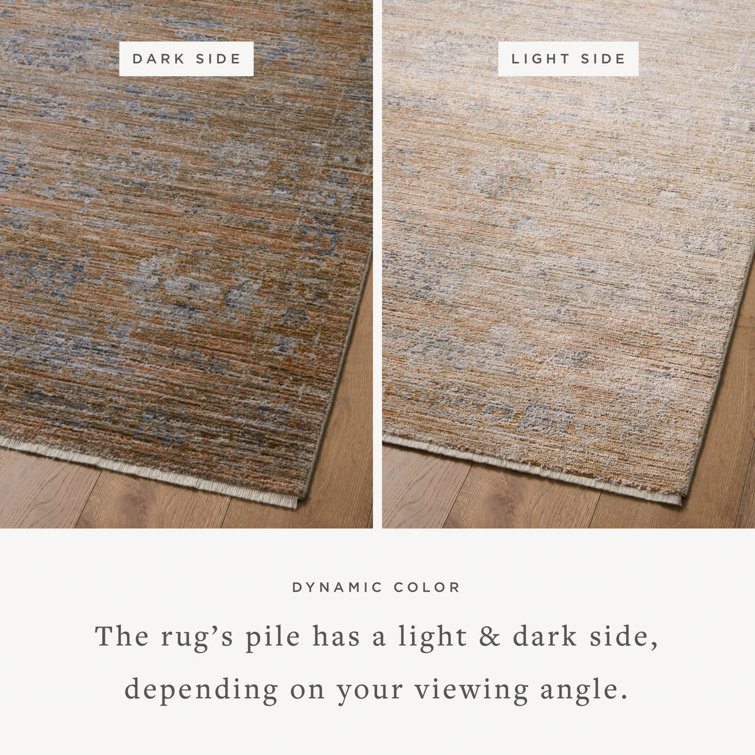 Copper and Steel Polyester Runner Rug, 2'-7" x 12'
