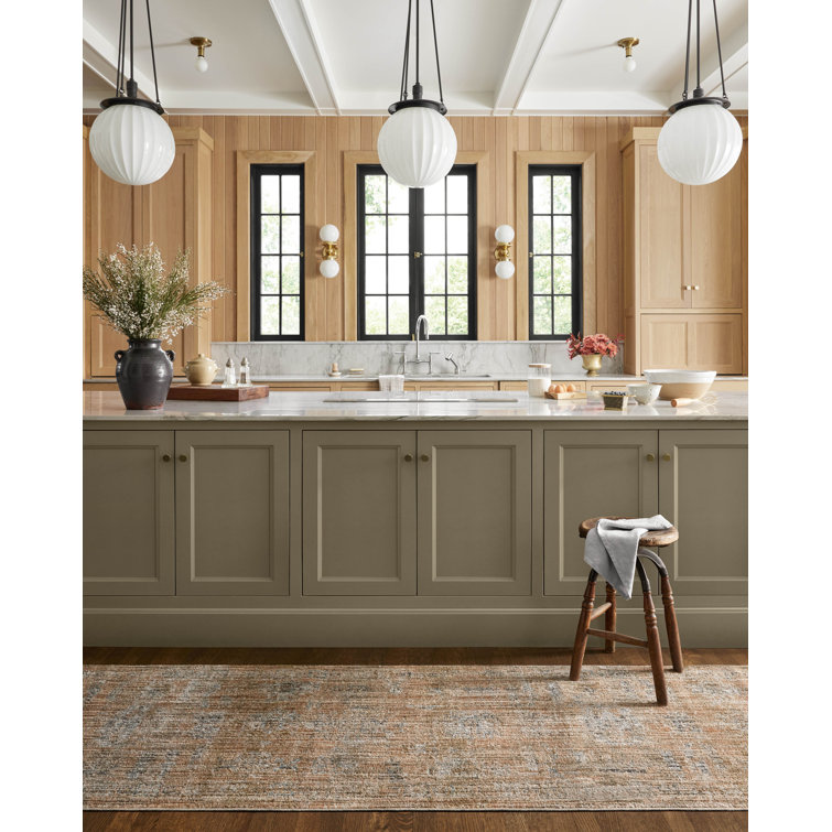 Copper and Steel Polyester Runner Rug, 2'-7" x 12'
