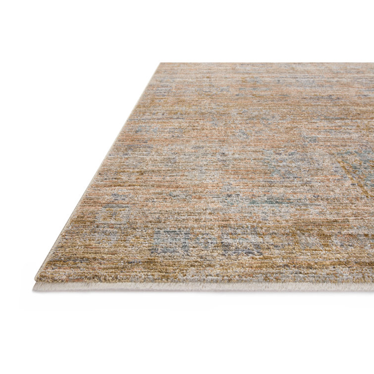 Copper and Steel Polyester Runner Rug, 2'-7" x 12'