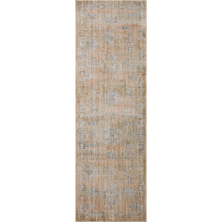Copper and Steel Polyester Runner Rug, 2'-7" x 12'