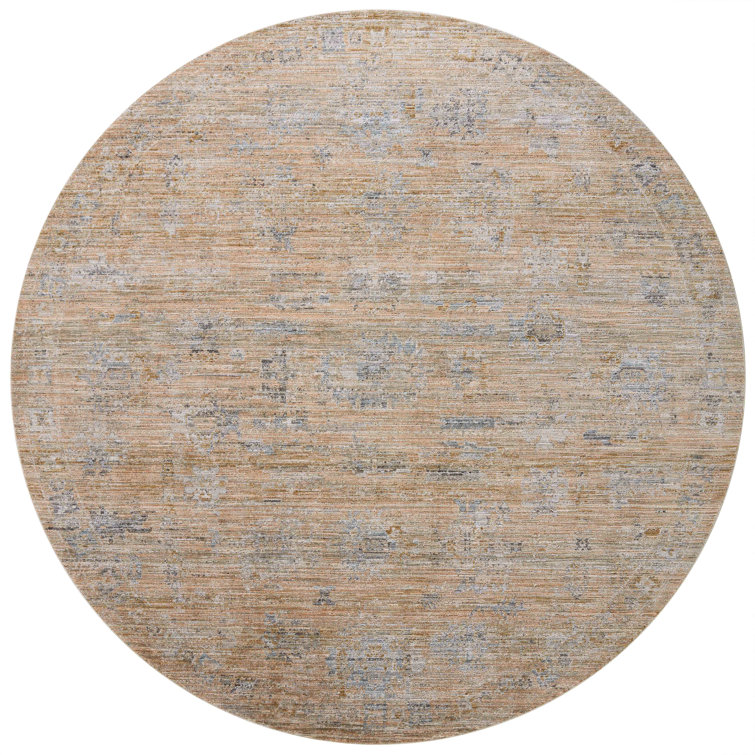 Copper and Steel Round Polyester Accent Rug, 5'-3"