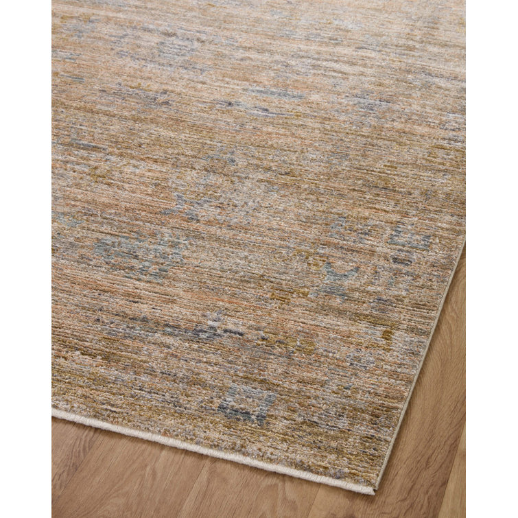 Copper and Steel Polyester Runner Rug, 2'-7" x 12'