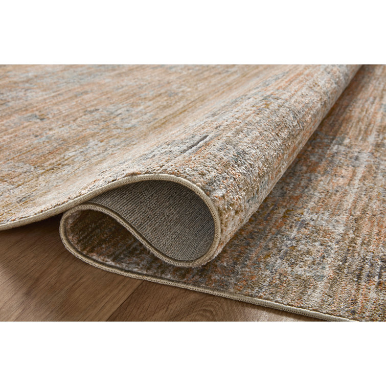 Copper and Steel Polyester Runner Rug, 2'-7" x 12'