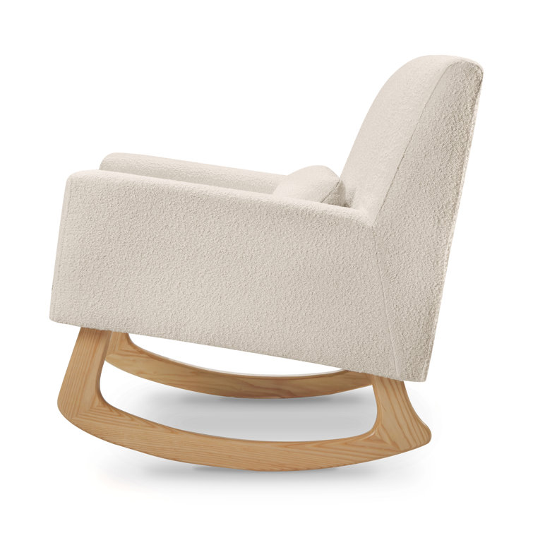 Ivory Boucle Sleepytime Rocker with Smooth Ash Hardwood Legs