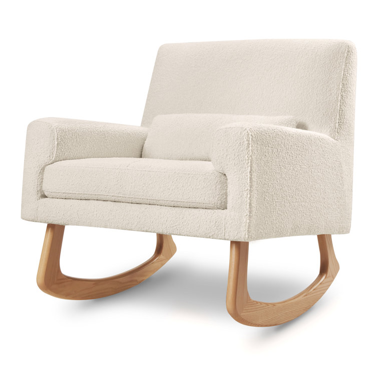 Ivory Boucle Sleepytime Rocker with Smooth Ash Hardwood Legs